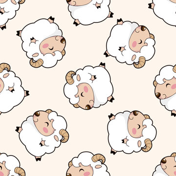 animal sheep cartoon , cartoon seamless pattern background