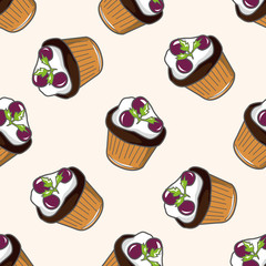decorating cake icon 10, cartoon seamless pattern background