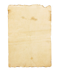Old brown note paper isolated on white background.