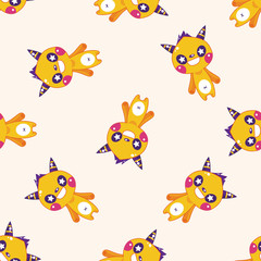 Obraz premium monster cartoon vecotr,, cartoon seamless pattern background
