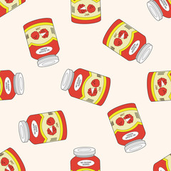 fruit jam , cartoon seamless pattern background