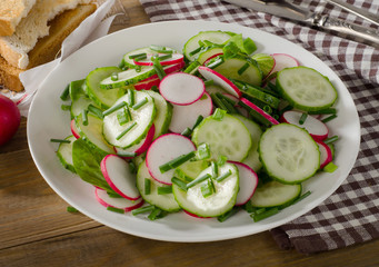 salad with radish and cucumbers