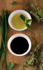 Olive oil, balsamic vinegar
