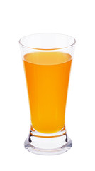 Full glass of orange juice on white background