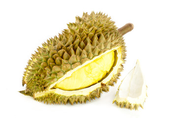 Obraz premium King of fruits, durian on white background ,Thai fruits
