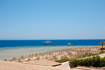 Fototapeta na wymiar Beach umbrellas Sharm El Sheikh