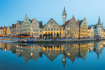 Fototapeta na wymiar Panorama view of Ghent the medieval town in Belgium