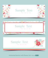 Set of horizontal banners with flowers