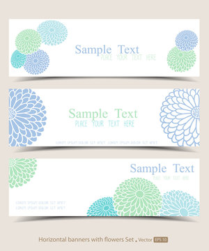 Set of horizontal banners with flowers