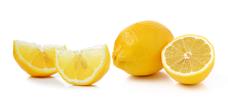 Fresh slice lemon on white background