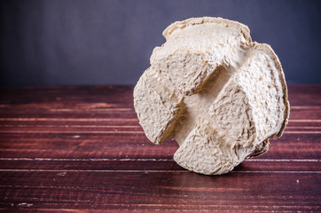 paperboard mold for packaging on wooden background