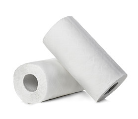 Rolls of paper towels, isolated on white background