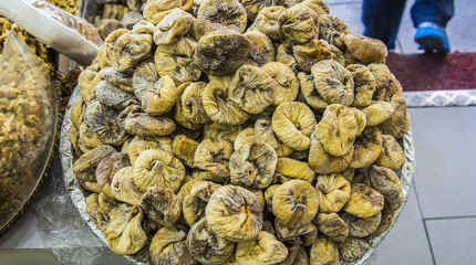 Dried candied figs on the market in Istanbul