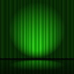 Stage with green curtain