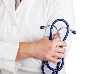 Doctor's hands on chest