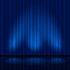 Realistic blue curtain