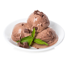 Chocolate ice cream isolated
