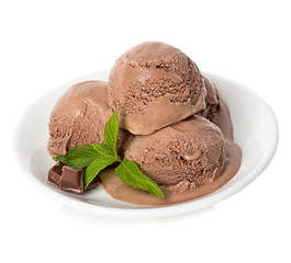 Chocolate ice cream isolated