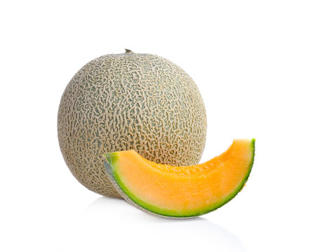 cantaloupe melon on white background