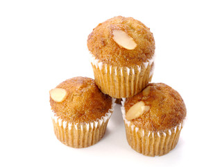 Mini Muffin cake on white background.