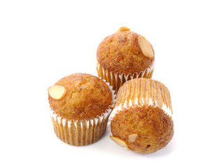Mini Muffin cake on white background.