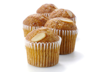 Mini Muffin cake on white background.
