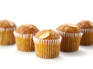 Mini Muffin cake on white background.