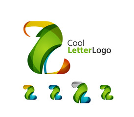Set of abstract Z letter company logos. Business icons