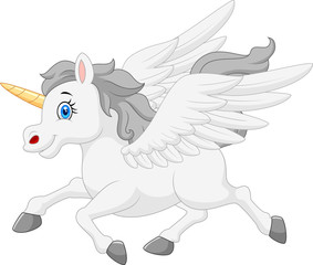 Illustration of cute running unicorn. vector illustration