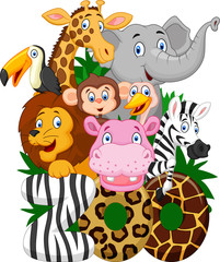 Cartoon collection animal of zoo 