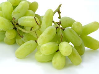 Green grape isolated on white background.