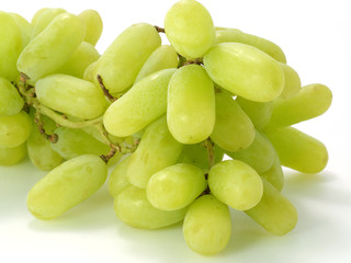 Green grape isolated on white background.