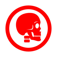 Icono redondo simbolo esqueleto rojo