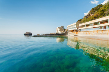 Fototapeta na wymiar Beautiful seascape in morning on coast of Crimea