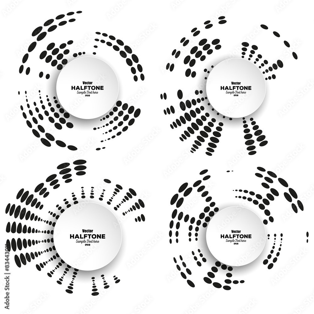 Poster set of circle halftone vector elements for your design