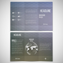 Naklejka premium Vector set of tri-fold brochure design template on both sides