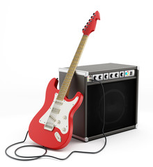 Naklejka premium Electric guitar and amplifier