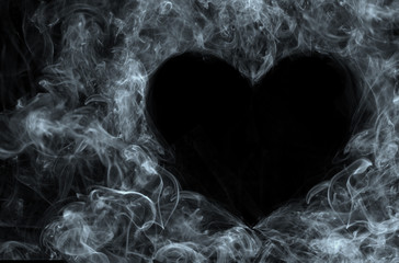 Smoke on Black background. Heart.