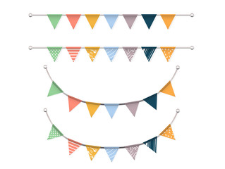 earth tone bunting flags Vector set