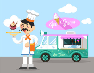 Vector flat ice cream illustration