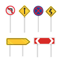 Vector road signs flat icon set