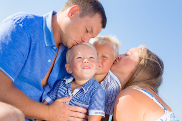 Happy family on the beach