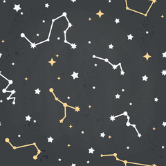 Seamless repeating pattern with of stars on a sky