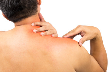 Matured man with neck and shoulder pain