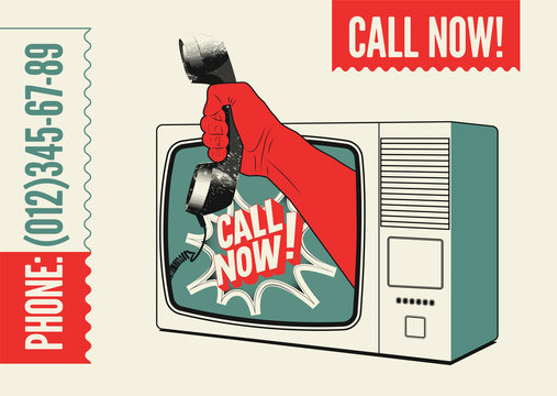 Call Now! Typographic Retro Vector Poster.