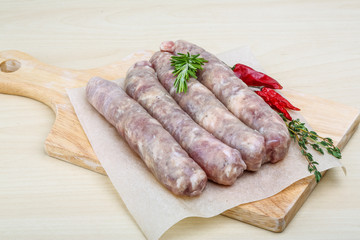 Handmade sausages for grill