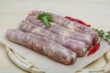 Handmade sausages for grill