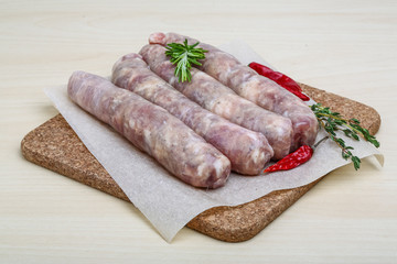 Handmade sausages for grill