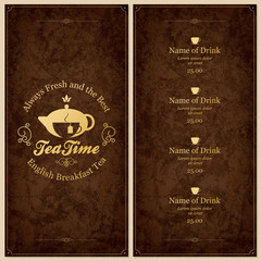Menu for restaurant, cafe, bar, coffee house
