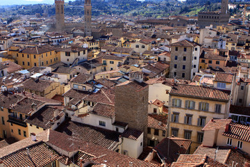 View of Florence from Cathedral at sunny day, Italy